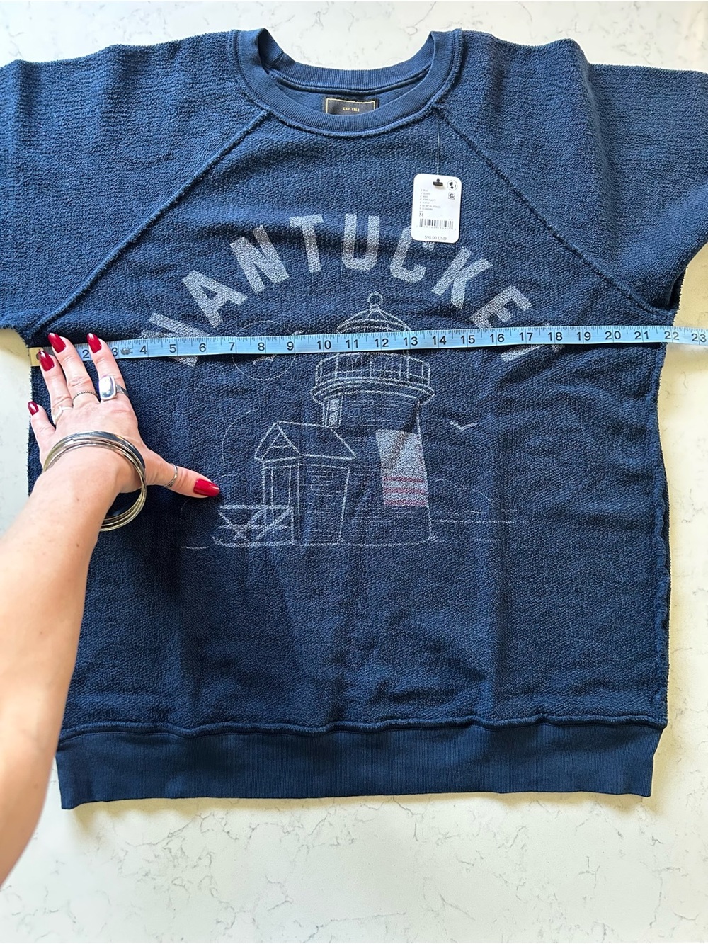 NWT Free People X Retro Brand Nantucket Crewneck in Navy Size Medium - Picture 12 of 16